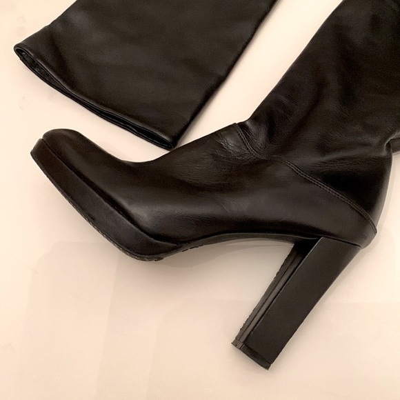 Stuart Weitzman Black Tall Platform Chunky Heel Soft Leather Knee Boot Celeb 🖤 - Picture 4 of 16